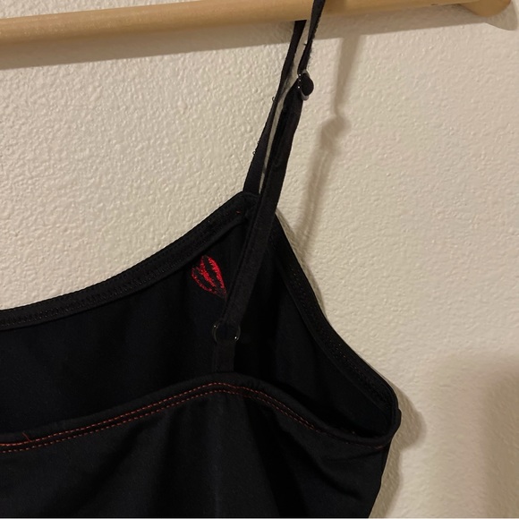 Josie Natori Black Crop Camisole Red Embroidered Heart Adjustable Y2K NWT-S - Picture 5 of 10